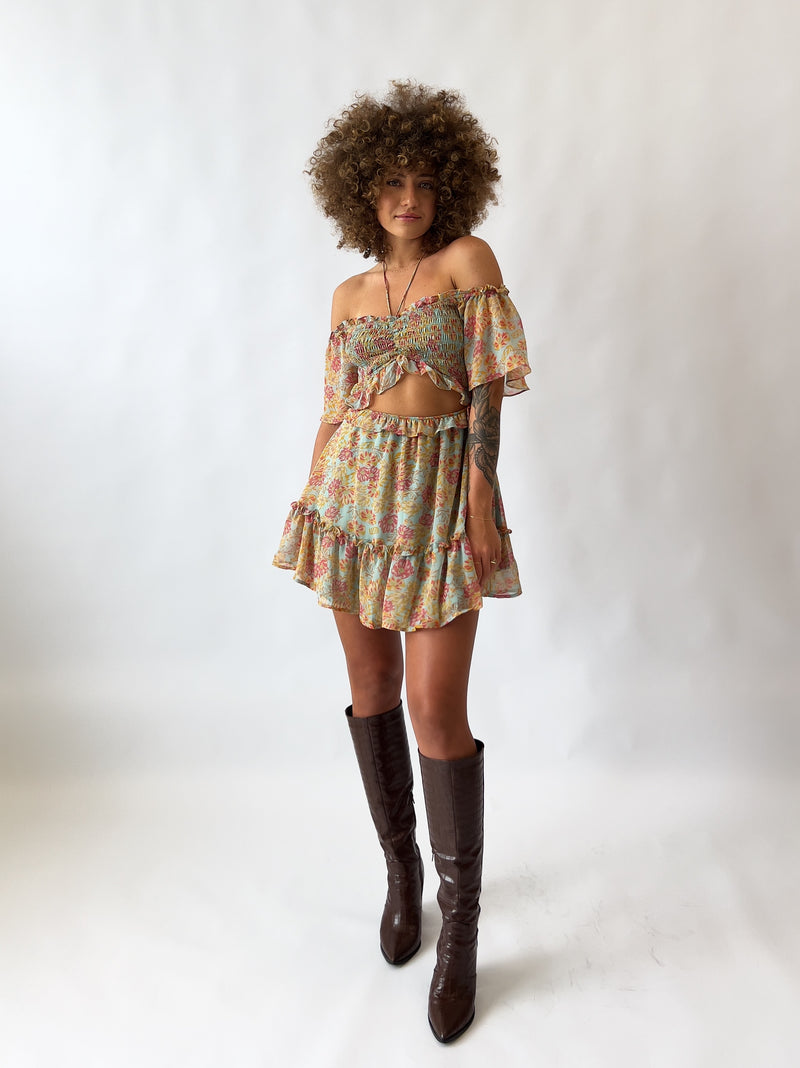 Melissa Floral Mini Dress - Mint