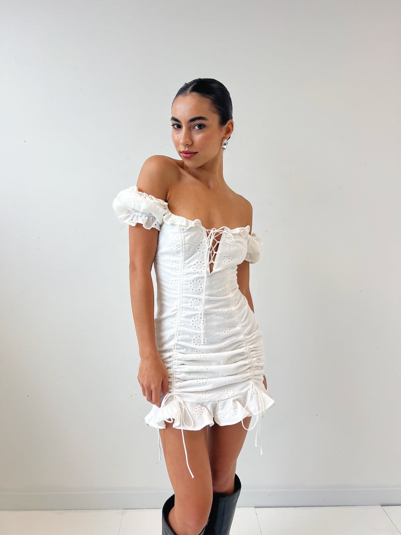 Amelia Floral Mini Dress - White