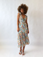 Courtney Floral Midi Dress - Blue