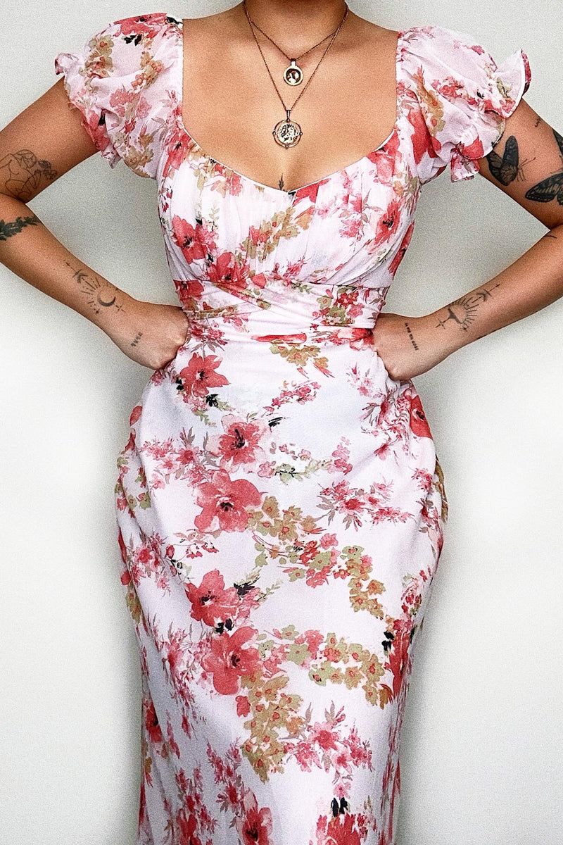 Maisha Floral Midi Dress - Pink
