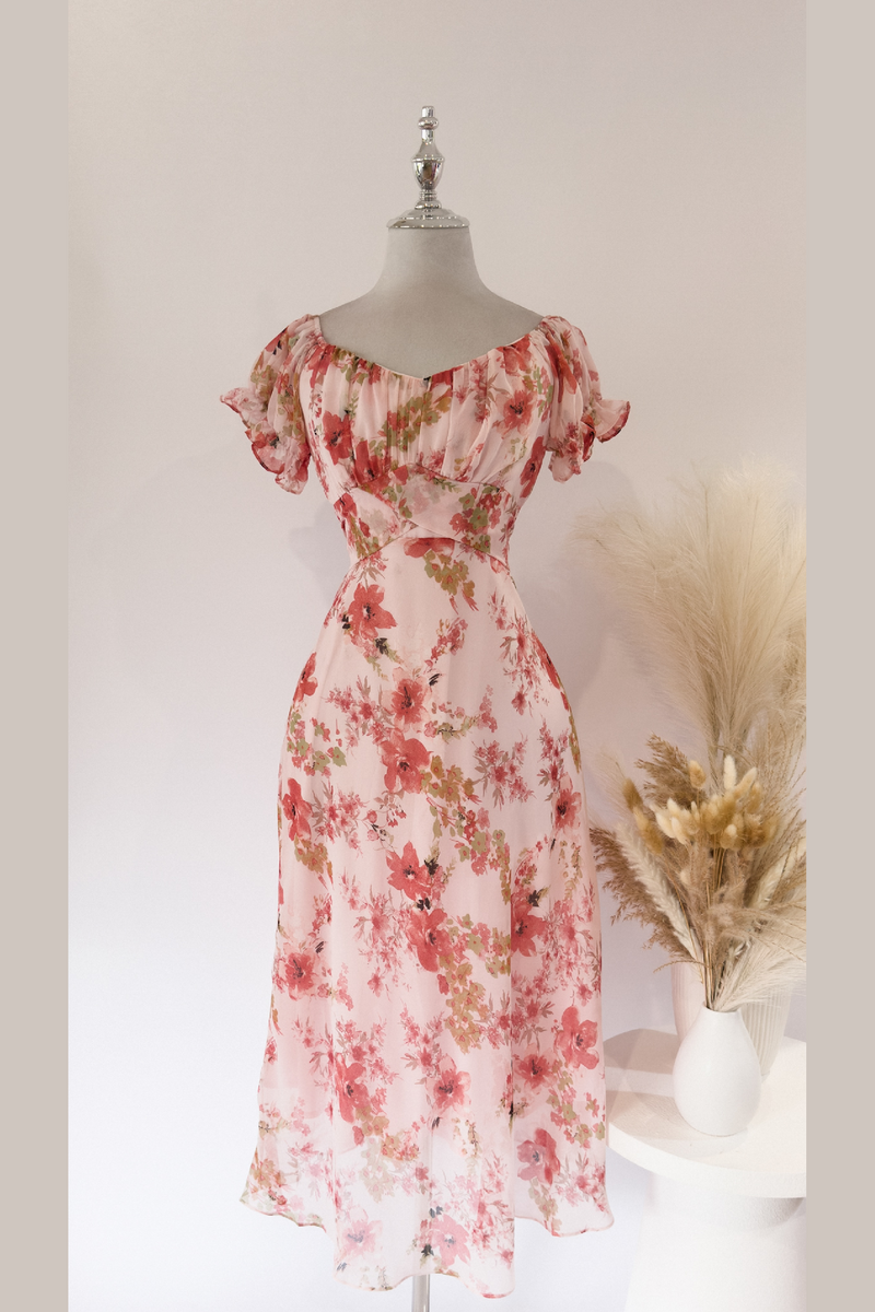 Maisha Floral Midi Dress - Pink