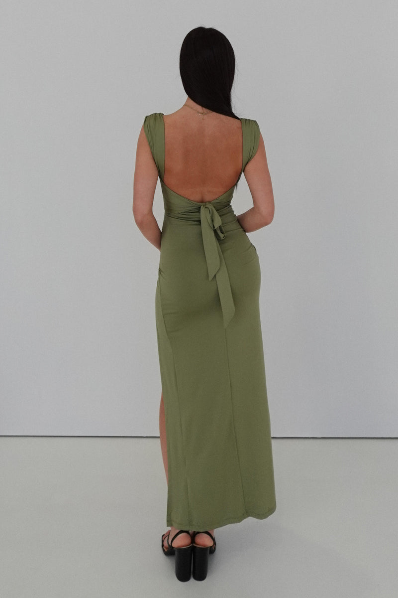 Polly Midi Dress - Khaki