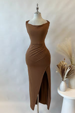 Polly Midi Dress - Brown