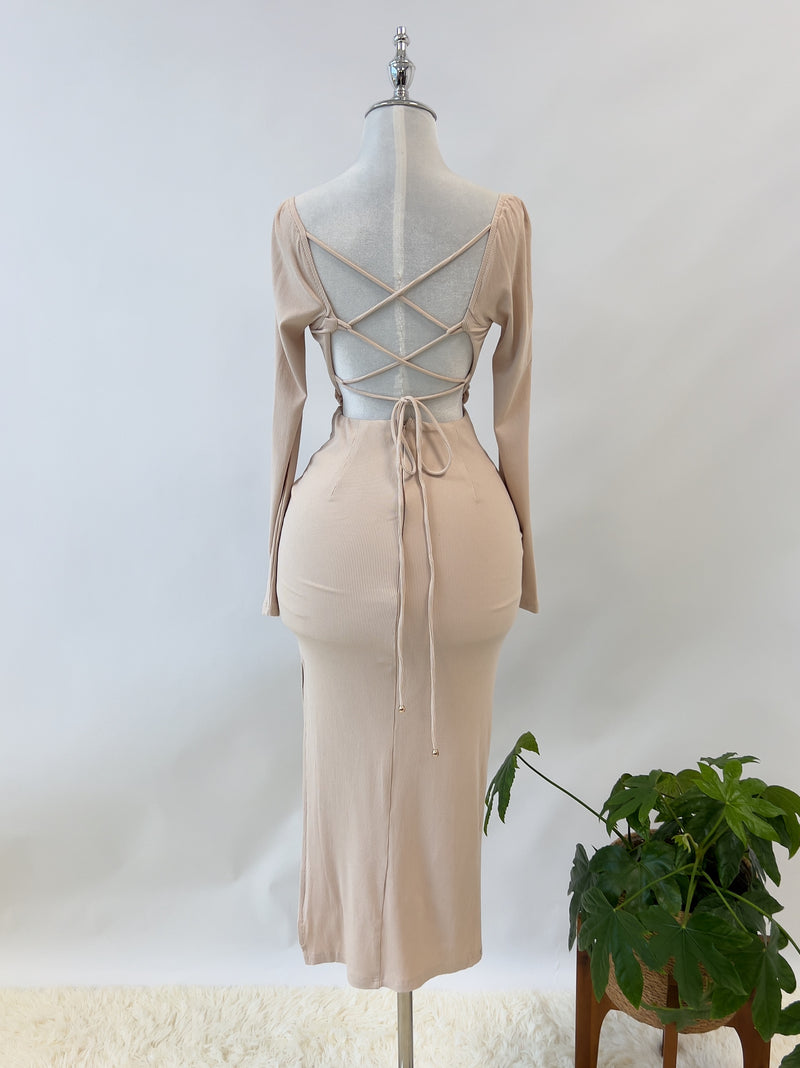 Erica Midi Dress - Beige