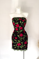 Alice Floral Mini Dress - Rose/Black