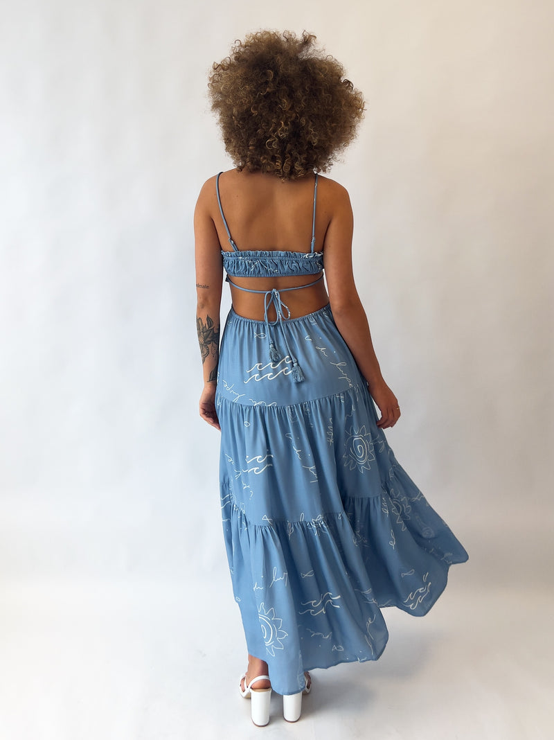 Rochelle Midi Dress - Blue/White