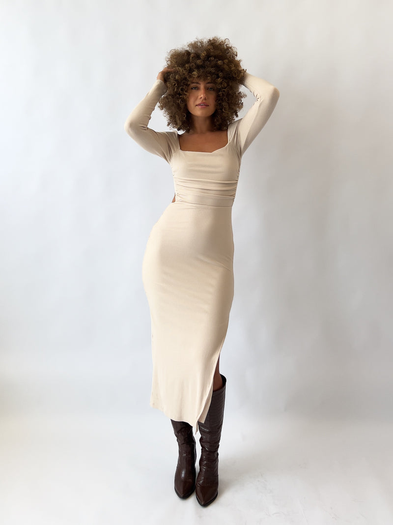 Erica Midi Dress - Beige