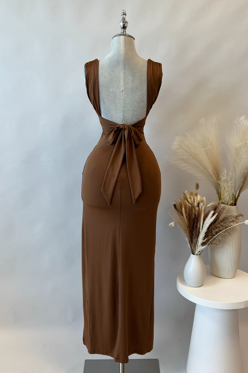 Polly Midi Dress - Brown