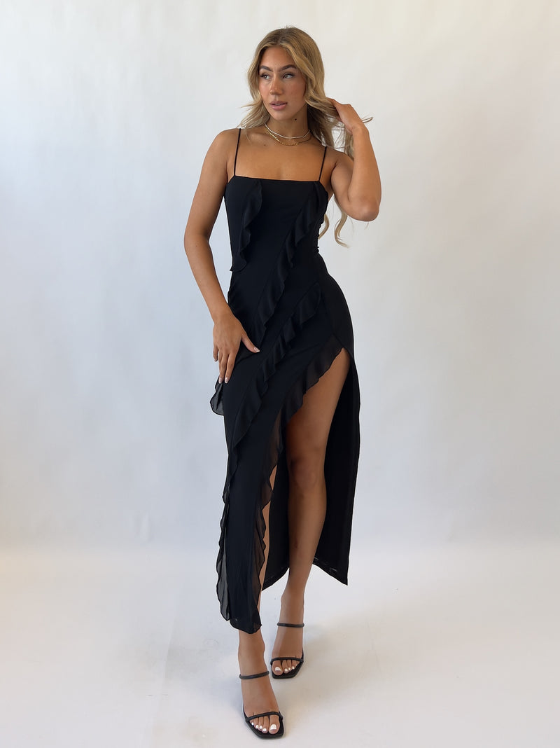 Greta Midi Dress - Black