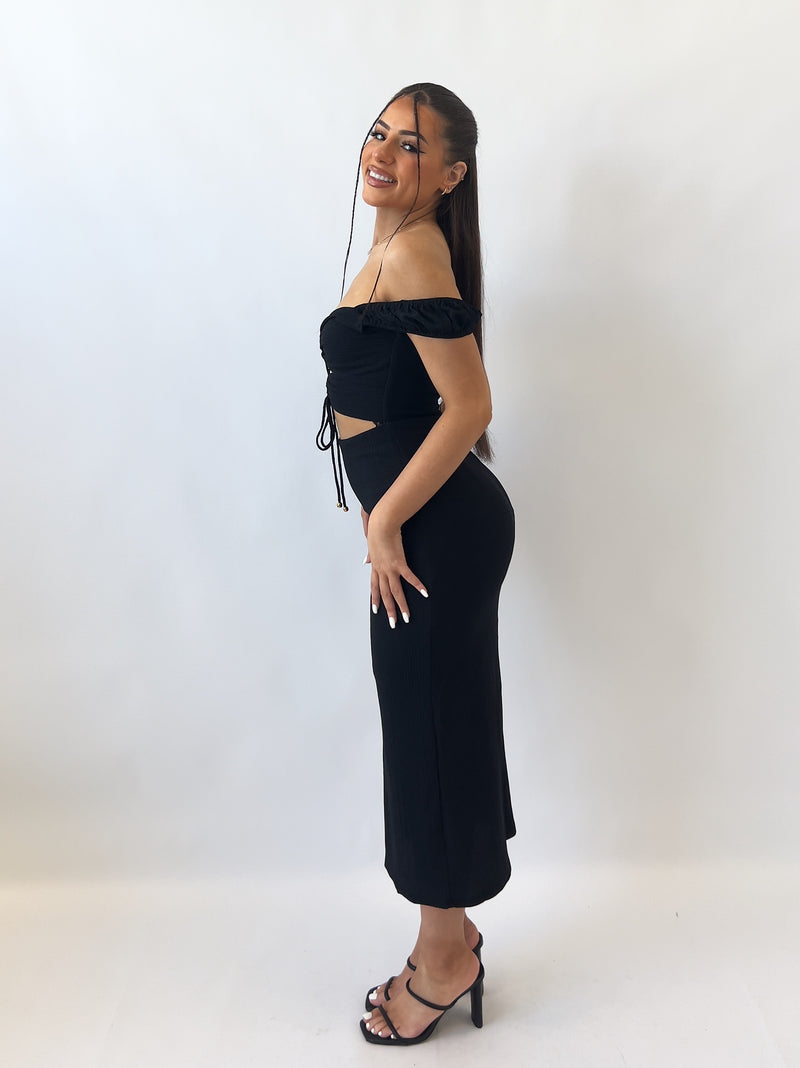Ayanna Midi Dress - Black