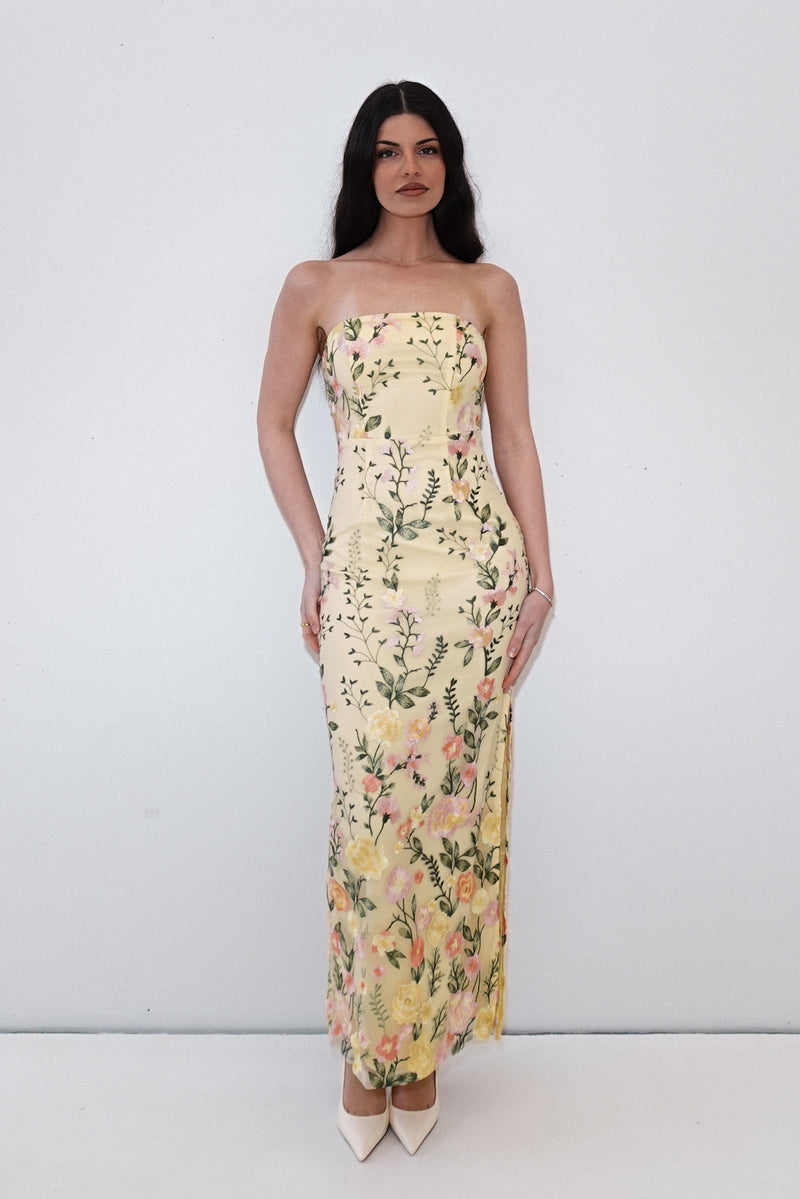 Delilah Floral Maxi Dress - Lemon