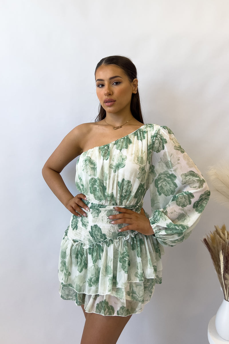 Sabrina Floral Mini Dress - Green