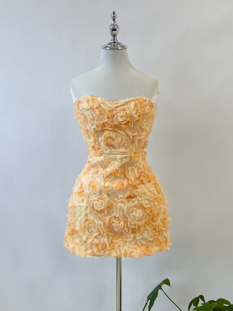 Rosette Mini Dress - Orange
