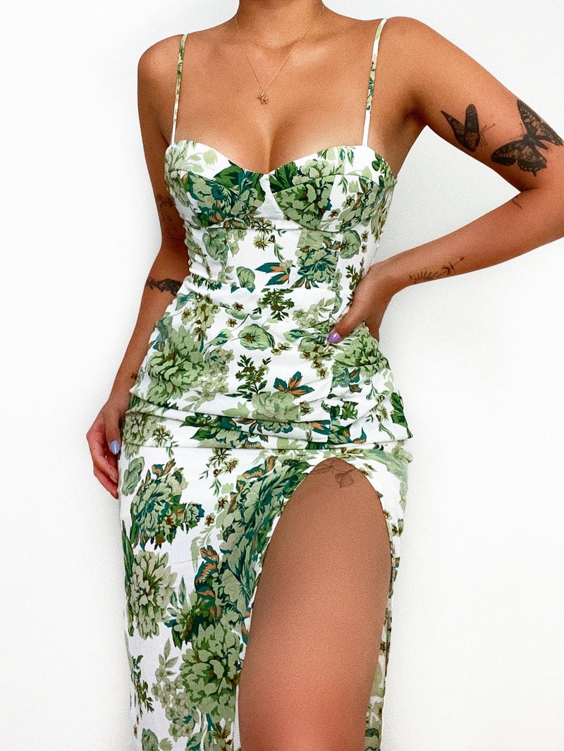 Millie Floral Midi Dress - Green