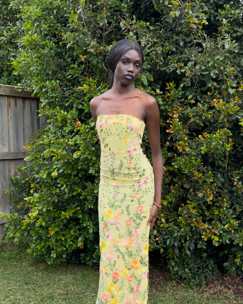 Delilah Floral Maxi Dress - Lemon