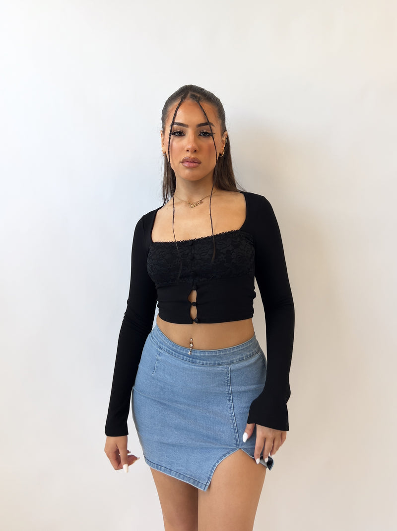 Deborah Knit Top - Black