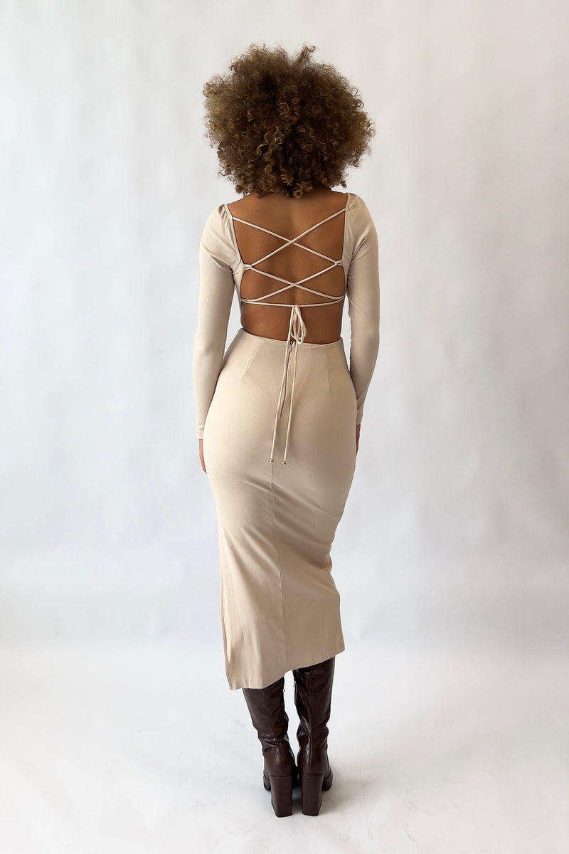 Erica Midi Dress - Beige