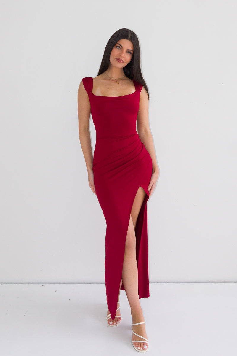 Polly Midi Dress - Wine