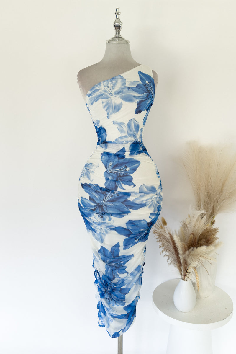 Morgan Floral Midi Dress - Blue
