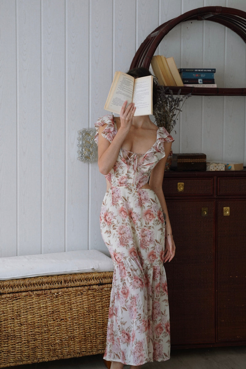 Courtney Floral Midi Dress - Cream