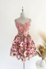 Angelica Floral Mini Dress - Baby Pink
