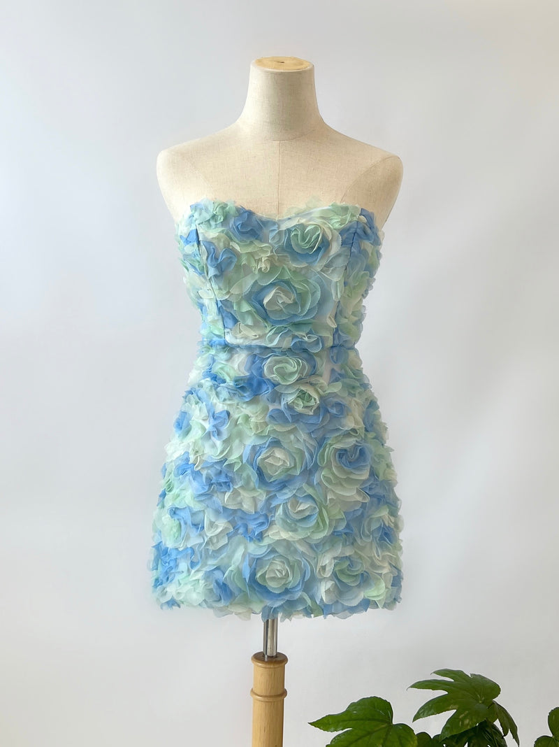 Rosette Mini Dress - Blue