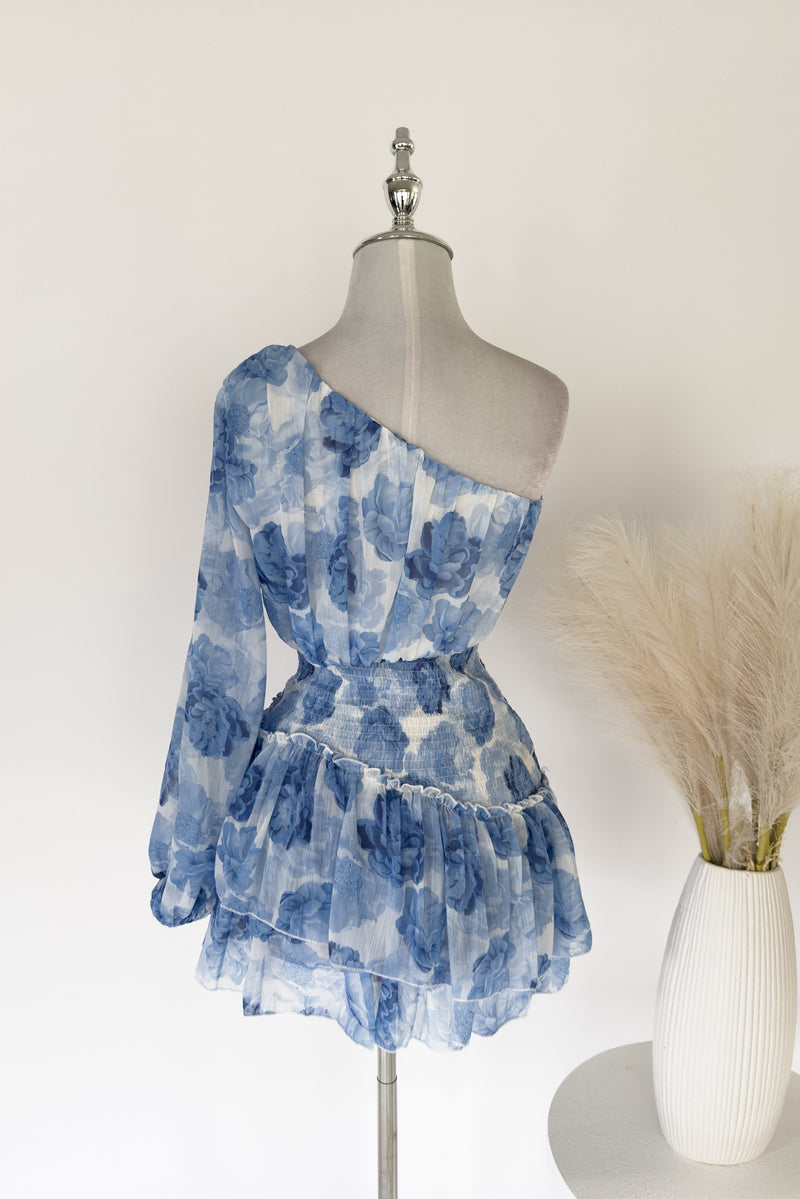 Sabrina Floral Mini Dress - Blue