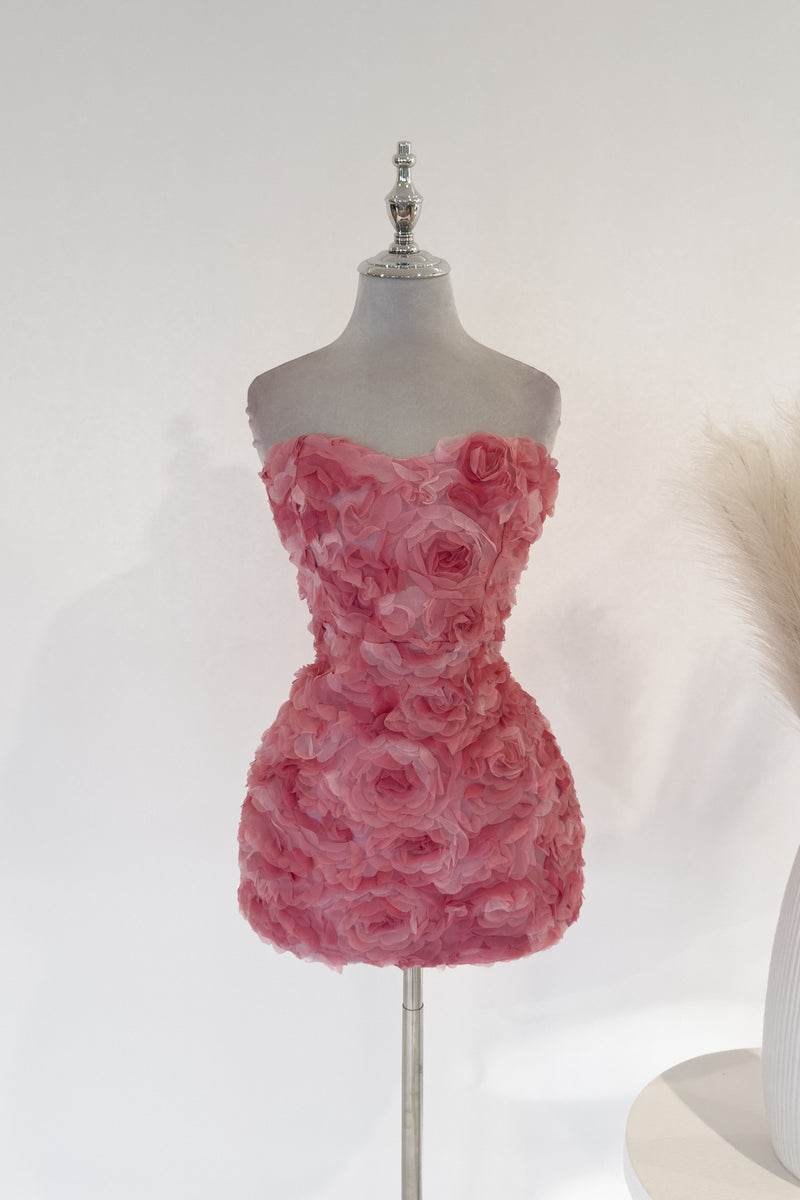 Rosette Mini Dress - Pink