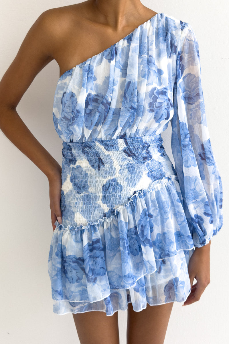 Sabrina Floral Mini Dress - Blue