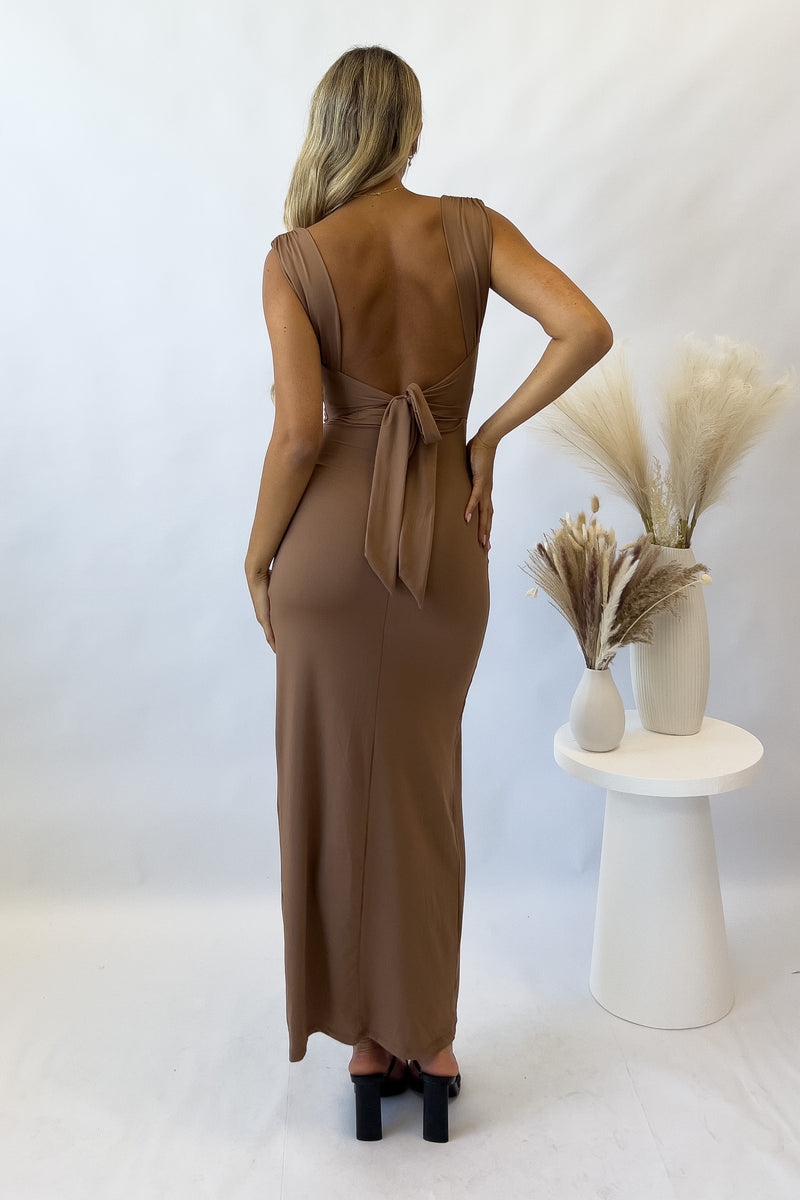 Polly Midi Dress - Brown