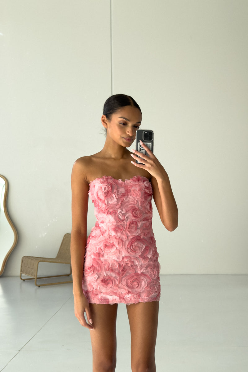 Rosette Mini Dress - Pink