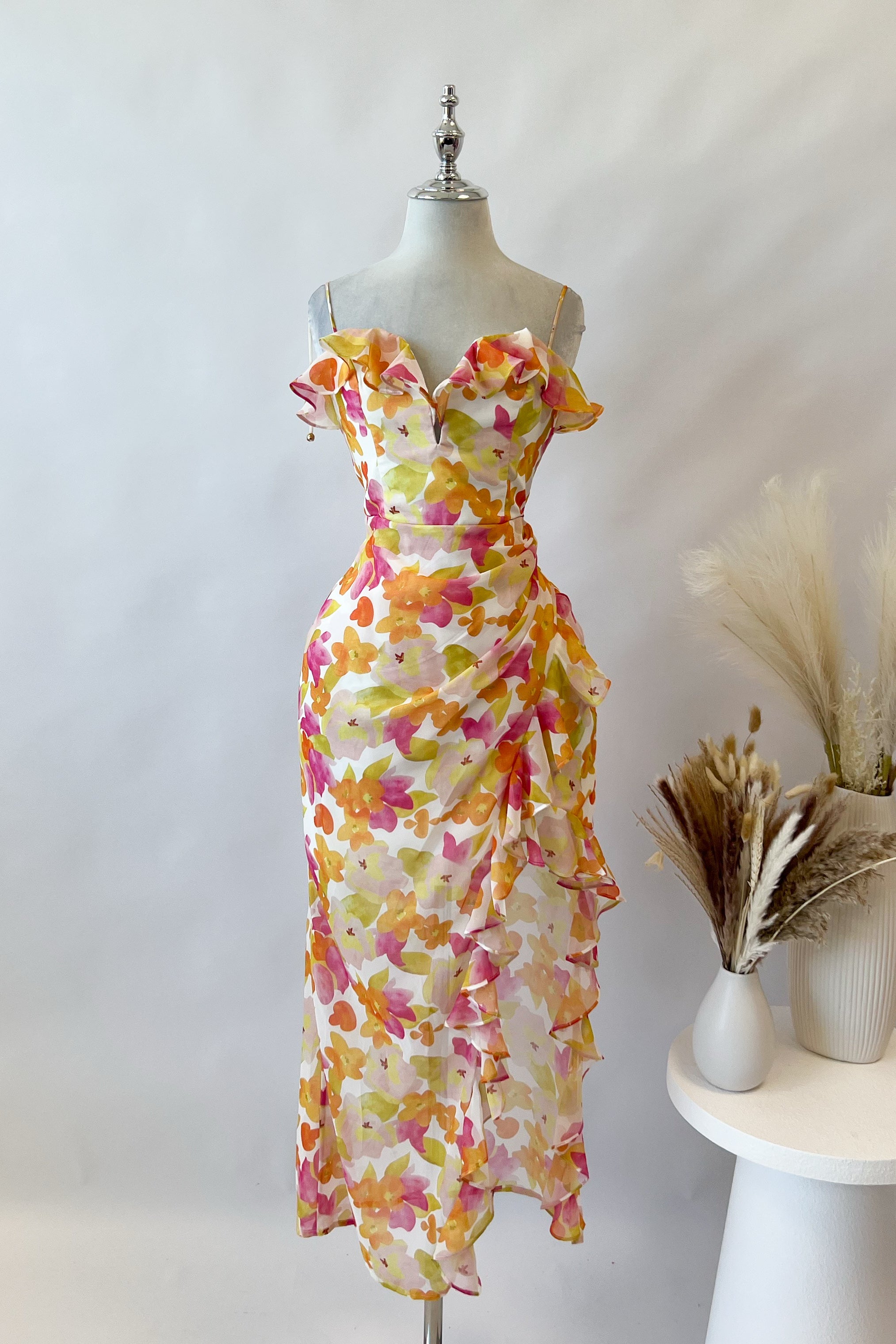 Elina Floral Midi Dress – Kameli Boutique