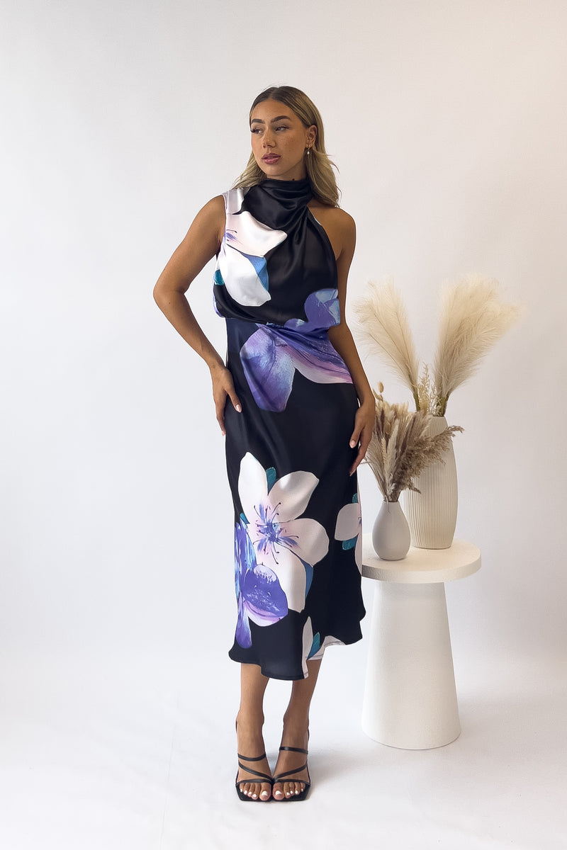Natalia Maxi Dress - Black Florals