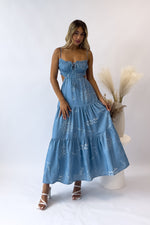 Rochelle Midi Dress - Blue/White