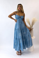 Rochelle Midi Dress - Blue/White