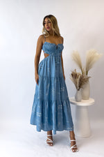 Rochelle Midi Dress - Blue/White