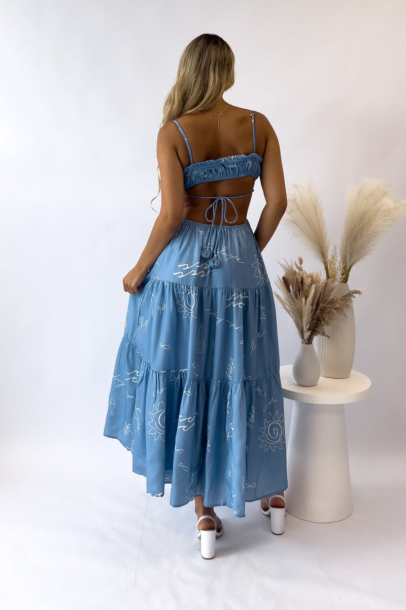Rochelle Midi Dress - Blue/White