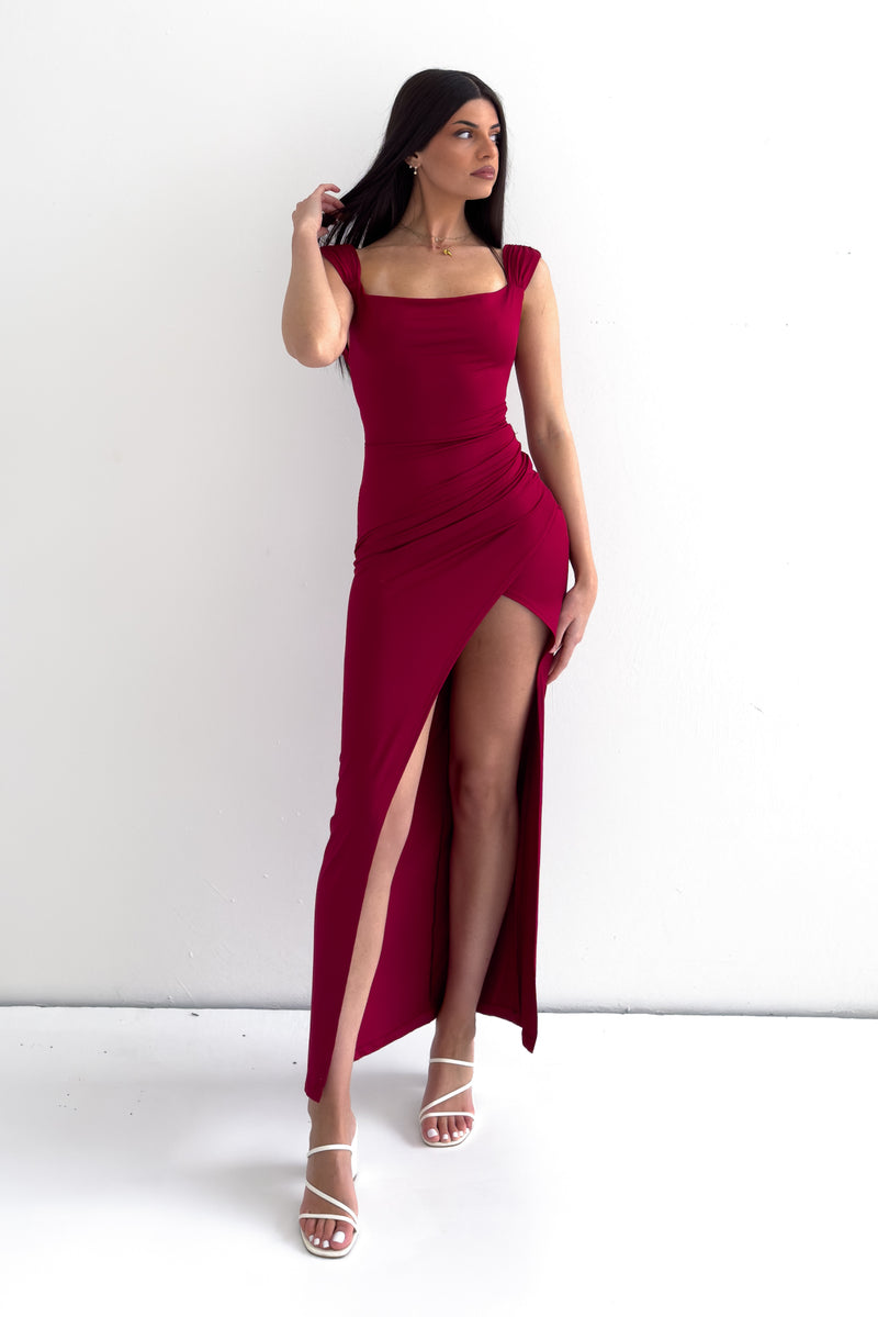 Polly Midi Dress - Wine