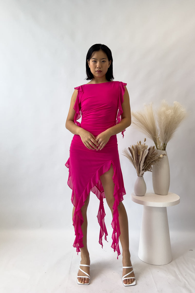 Malia Midi Dress - Hot Pink