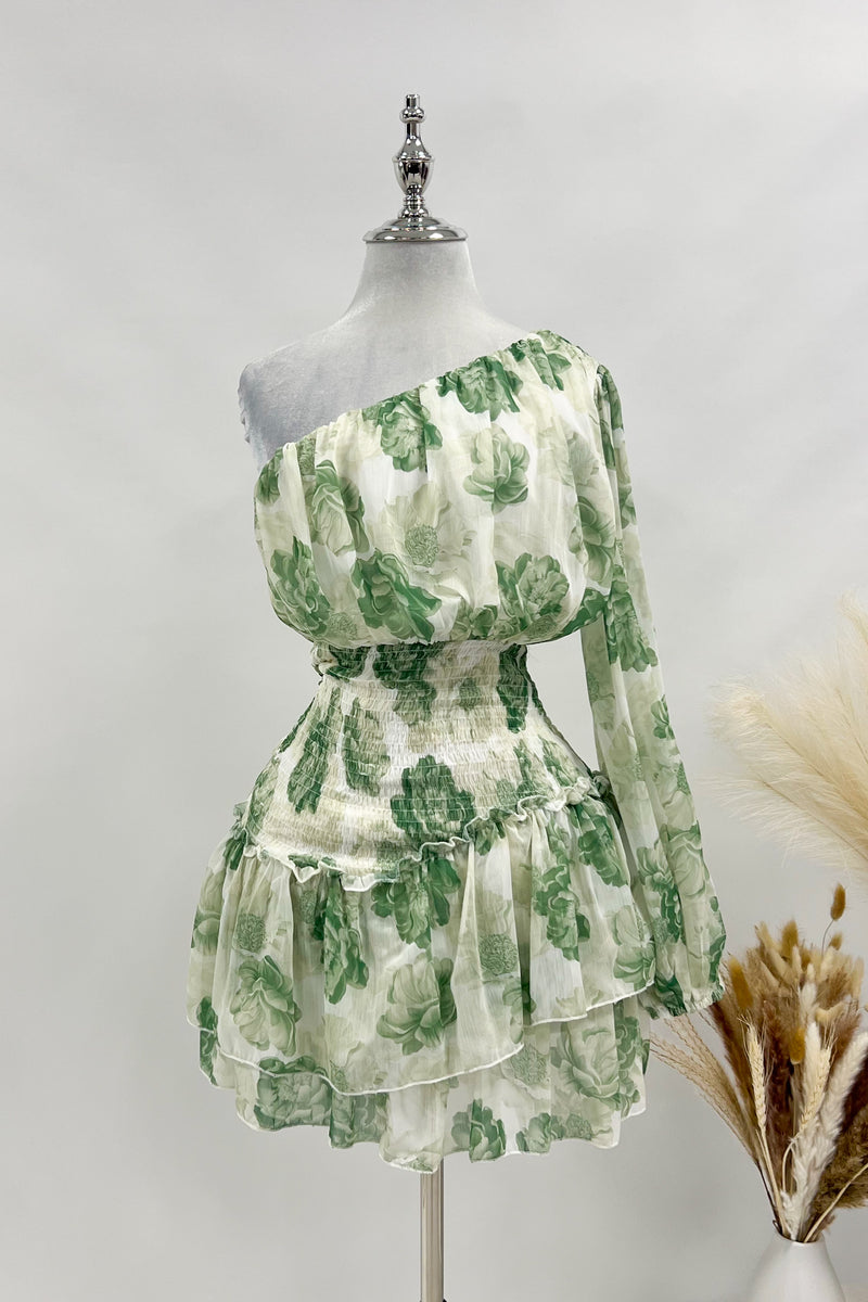 Sabrina Floral Mini Dress - Green