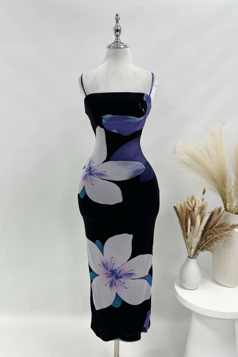 Moana Midi Dress - Purple/Black