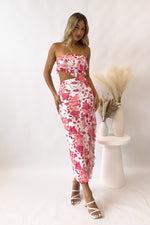 Audrina Floral Midi Dress - Pink