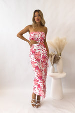 Audrina Floral Midi Dress - Pink