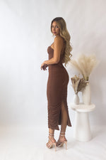Anela Midi Dress - Brown