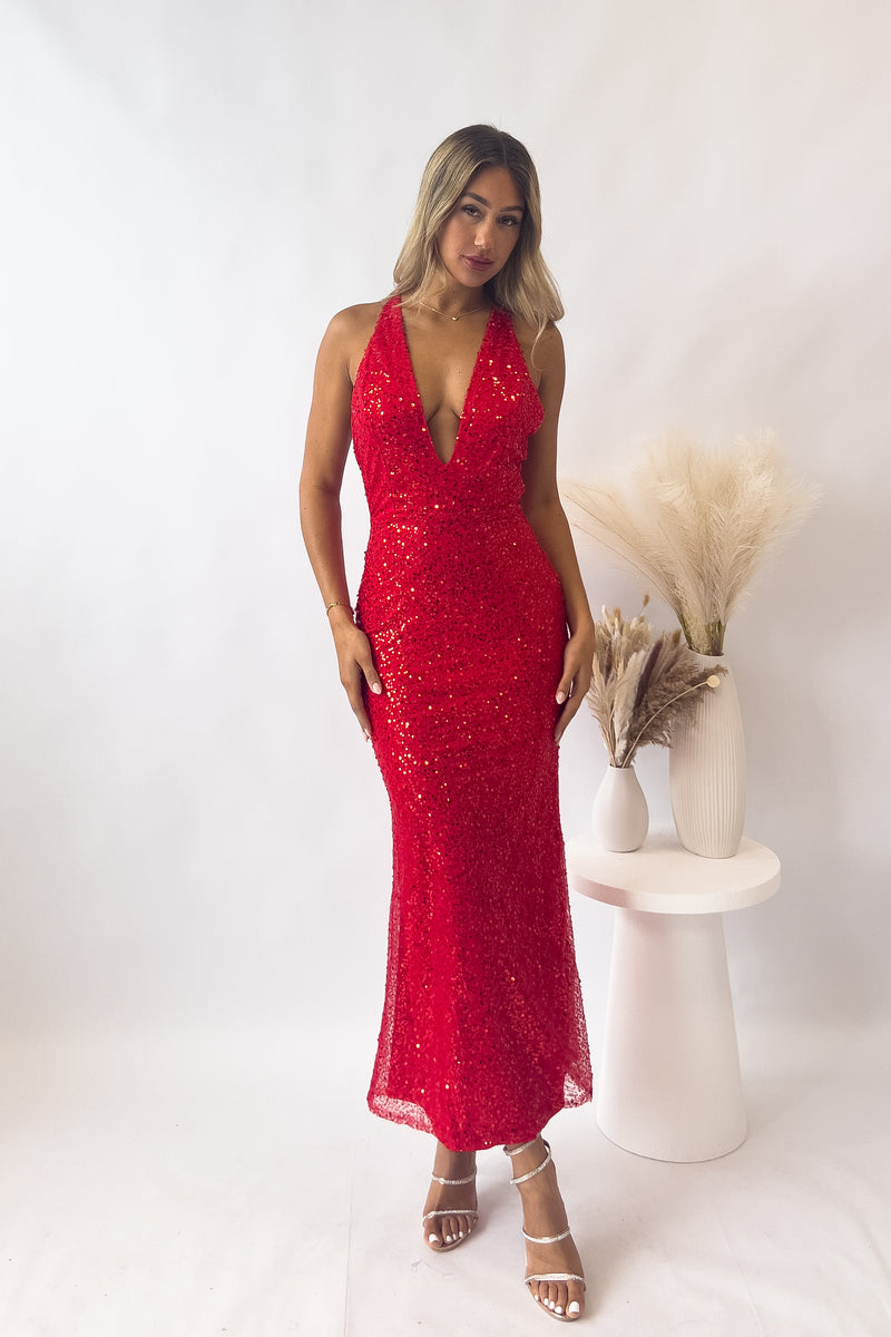 Maylone Midi Dress - Red