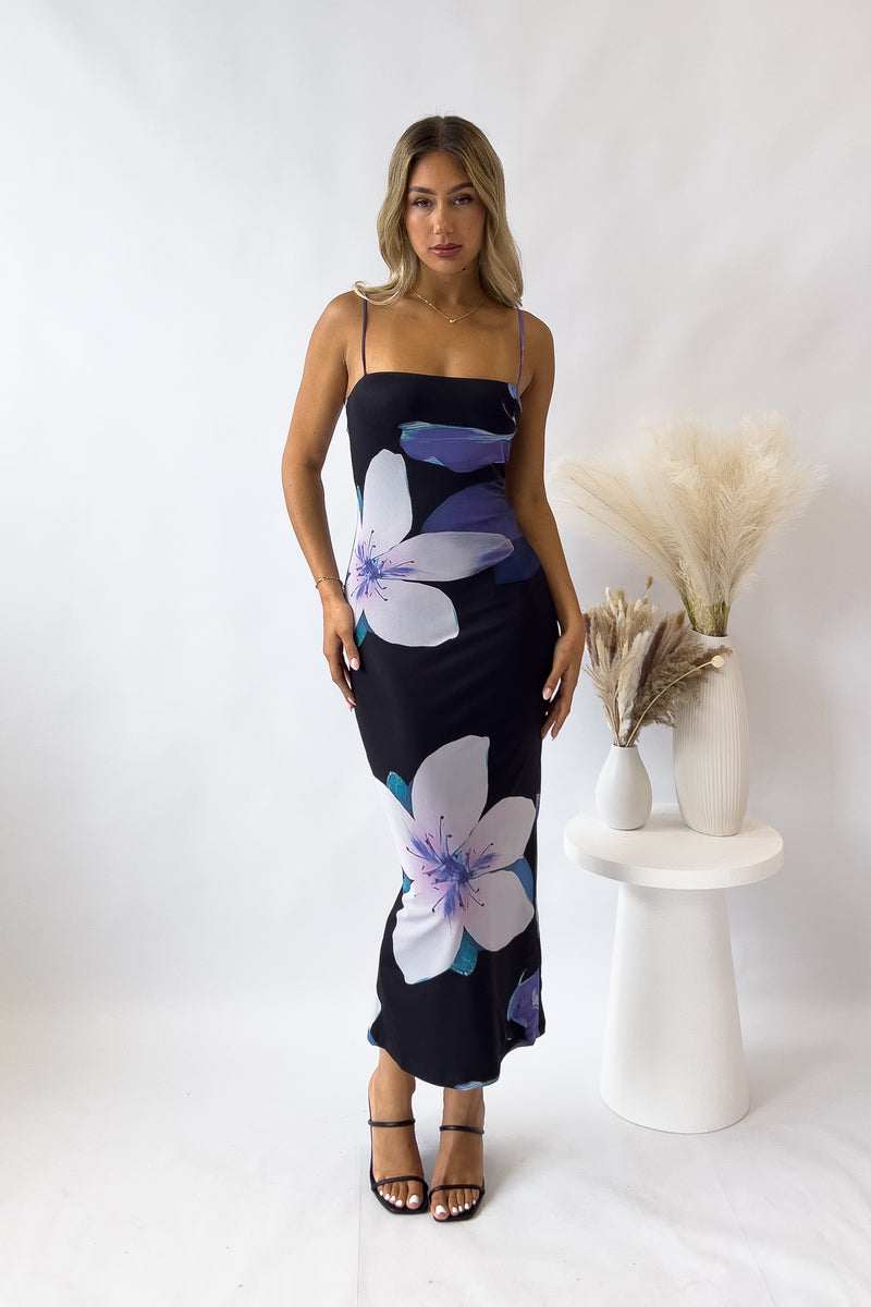 Moana Midi Dress - Purple/Black