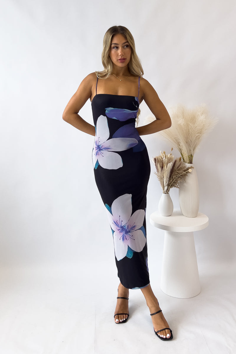 Moana Midi Dress - Purple/Black