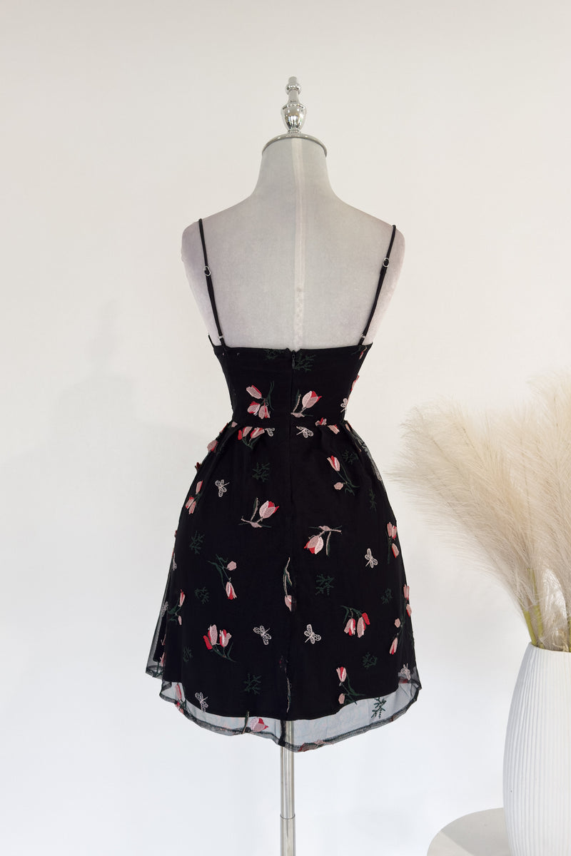 Lover Floral Mini Dress - Black