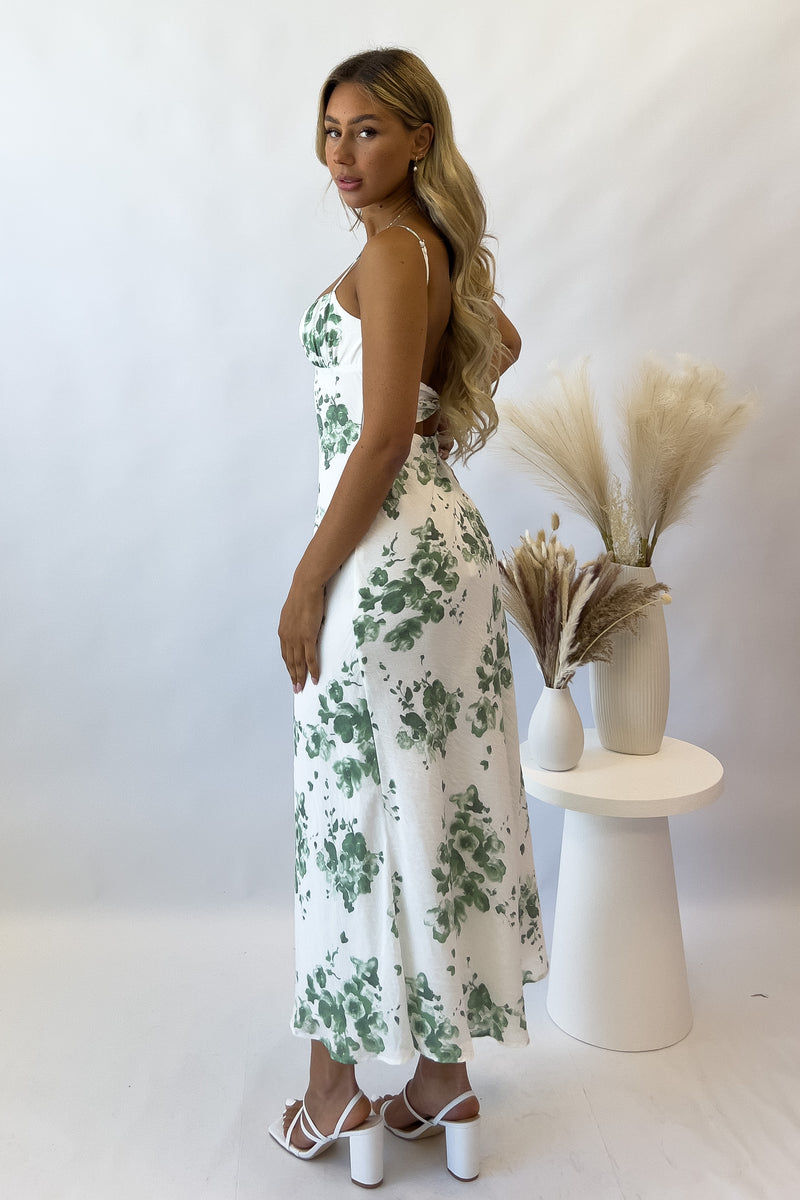 Noah Midi Dress - Green Florals