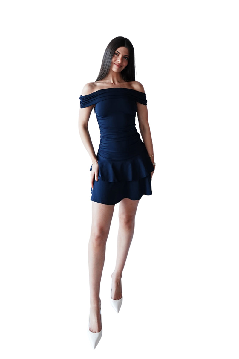 Flores Mini Dress - Navy